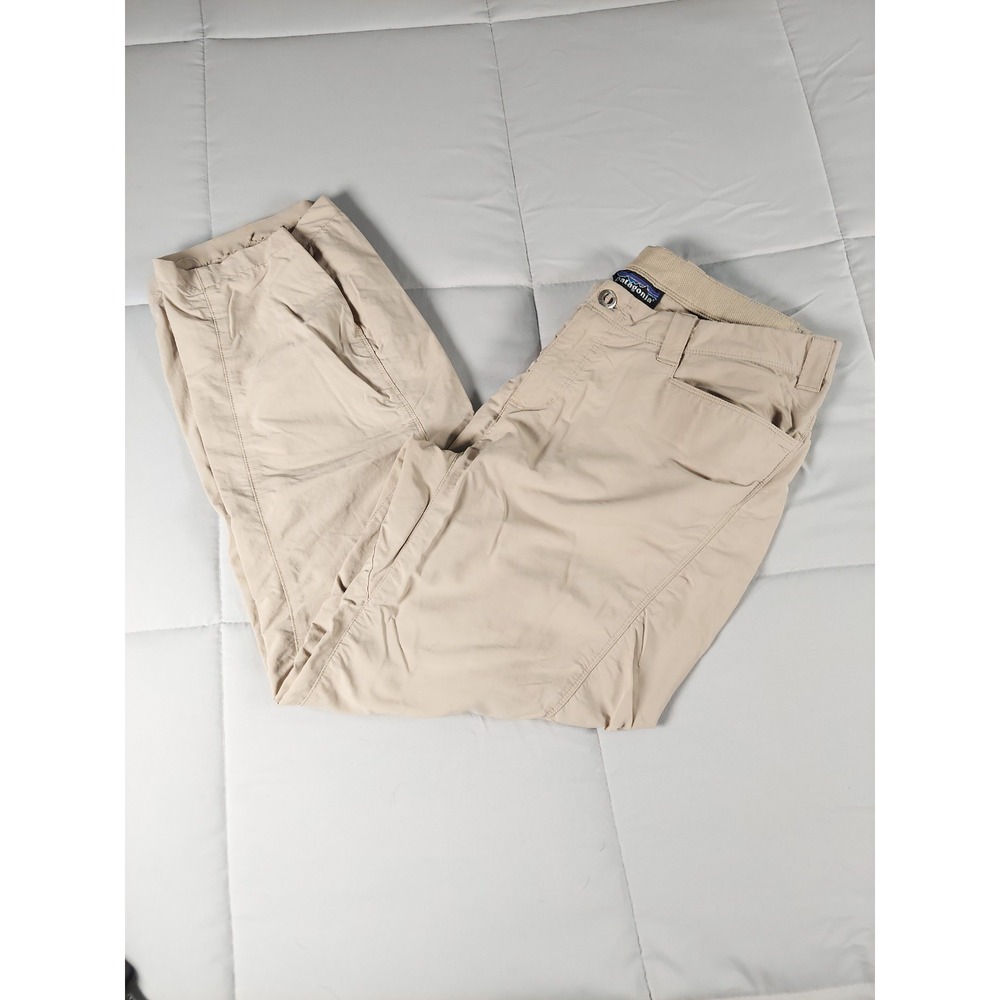Patagonia Quadaray Women 10 Tan Nylon Hiking Stretch Ruched Front Pants 26"